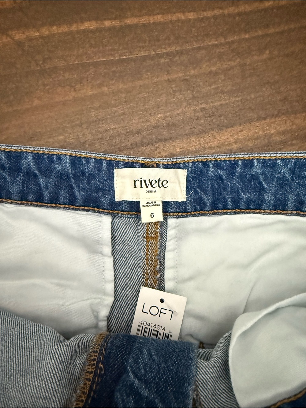 LOFT Rivete Blue Denim Wrap-Front Skort Shorts - Picture 3 of 7